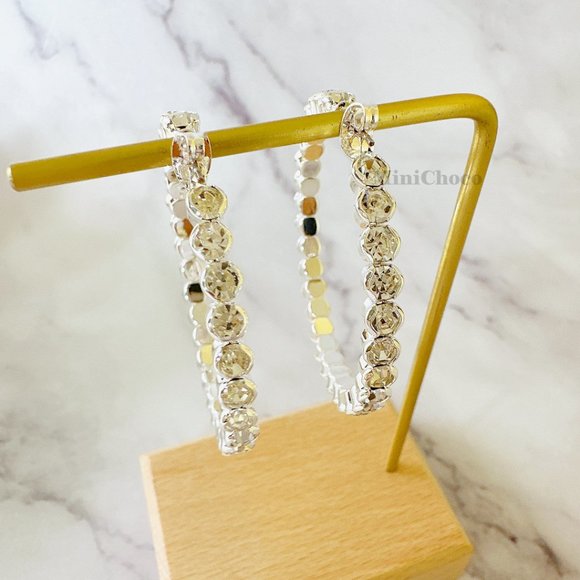 4.5 cm Crystal Hoop Earrings - Picture 6 of 8